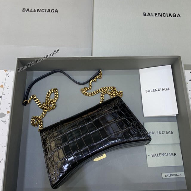 Balenciaga專櫃爆款鱷魚紋鏈條包女士肩背包 巴黎世家沙漏鏈條斜挎包 fyj1891